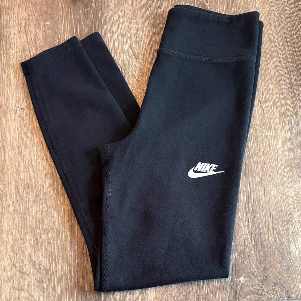 Nike Kids Black Leggings with White Logo